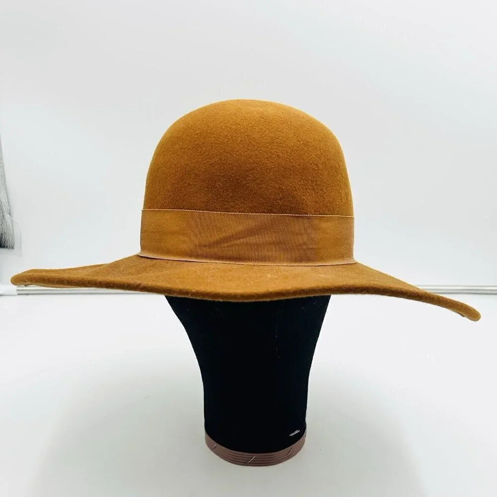 Wide Brim 100% Wool Felt Camel Brown Fedora One Size Hat Explorer Classic